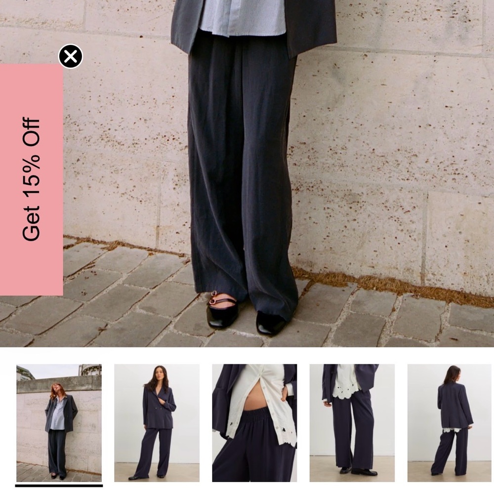 Hatch Navy Wide-Leg Pants
